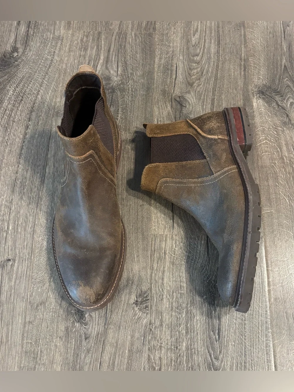 Johnston & Murphy Upton Chelsea Boot Brown Oiled Full Grain Leather Mens Sz 12M
